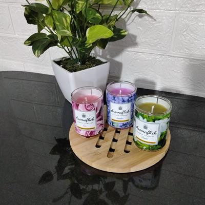 Pack of 3 Scented Glass Candles in Lavender, Rose & Jasmine Fragrance