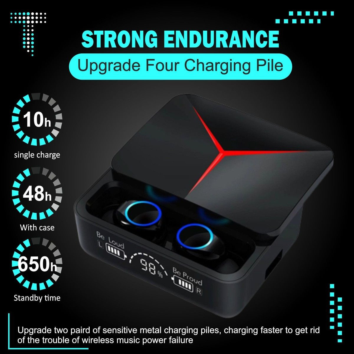 M90 PRO WIRELESS BLUETOOTH EARBUDS DIGITAL DISPLAY BLUETOOTH V5.1 WITH WIRELESS CHARGING CASE TOUCH BUDS AND FREE PUBG GLOVES