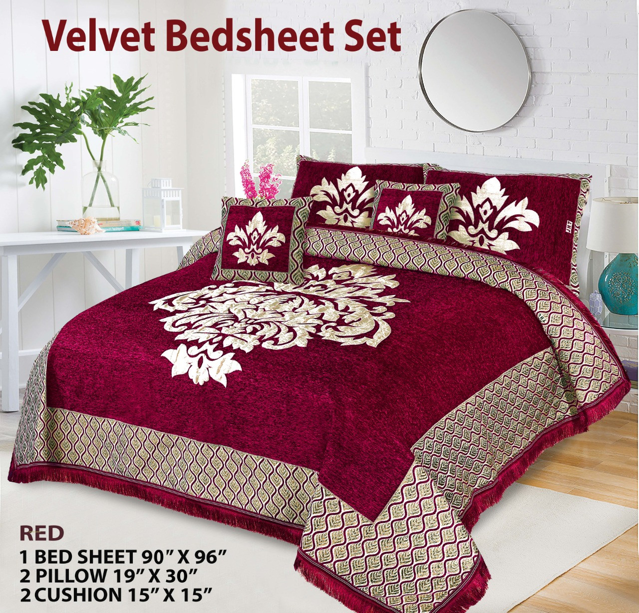 Velvet jacquard Bedsheet —5 Pcs Set—