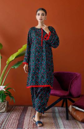 Orient Textile Unstitched 2 Piece Printed Khaddar Shirt & Khaddar Pant, Black, 57716