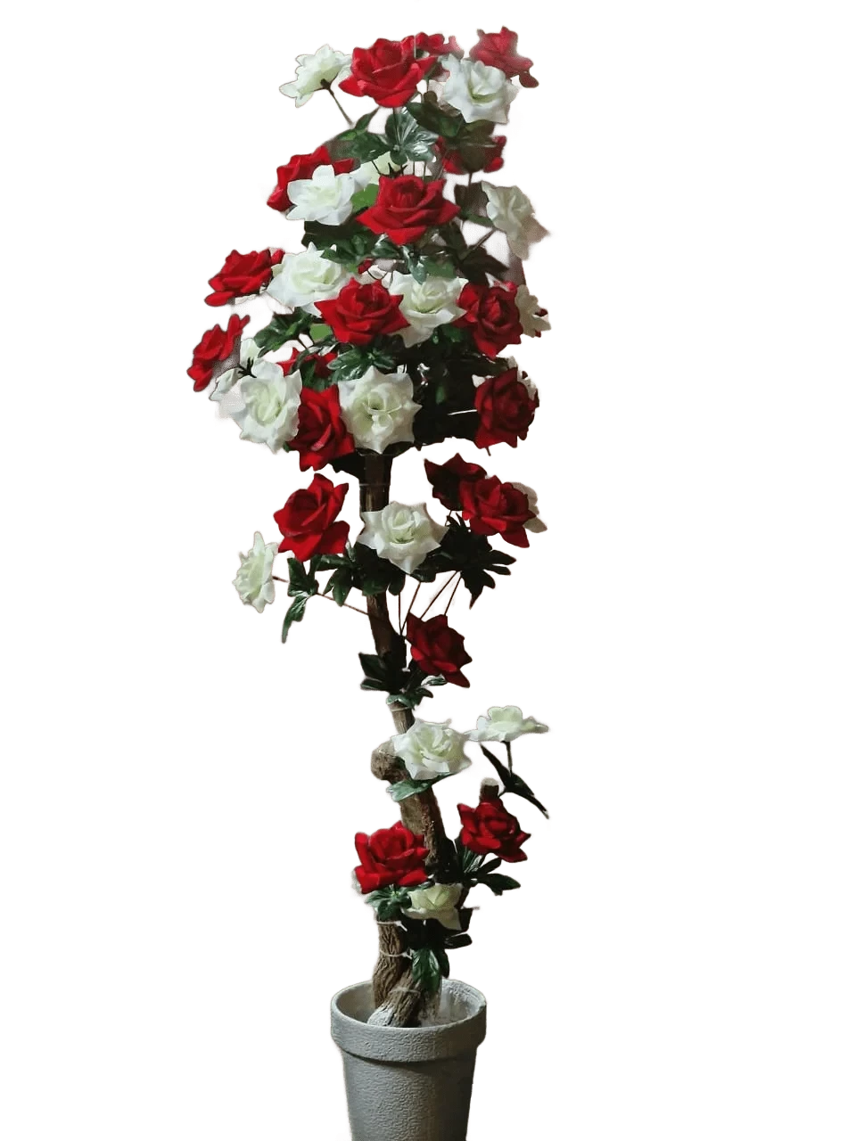 Artificial Decorations Roses Tree White+Red