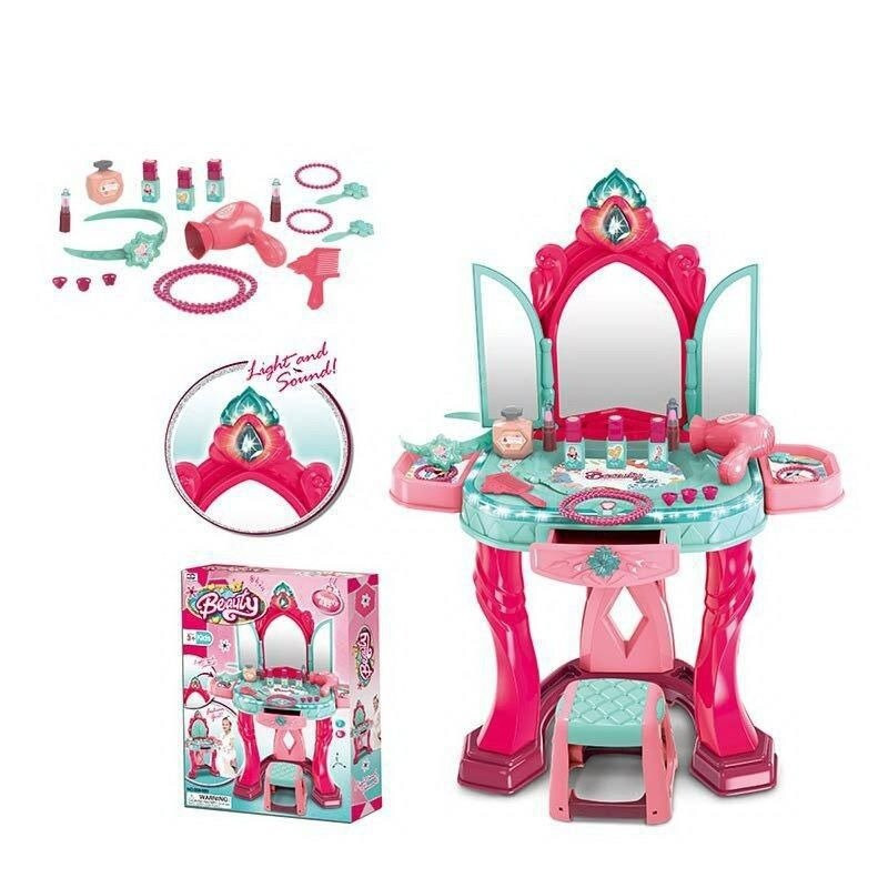 Beauty Angel Vanity Mirror Dressing Table With Mirror Anf Makeup Accessories Gift Toy