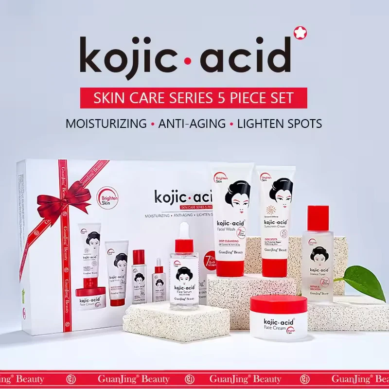 Guanjing Kojic Acid Whitening Anti Aging Skin Care Set 5Pcs