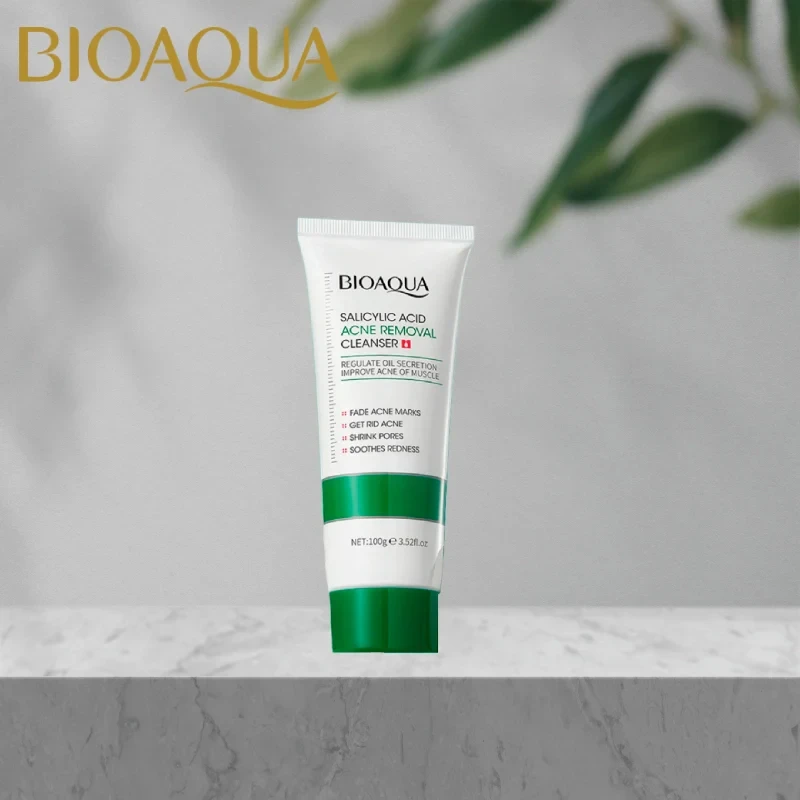 BIOAQUA Salicylic Acid Acne Removal Cleanser Acne Marks Fading Pores Shrinking Redness Soothing Oil Controlling Facial Cleanser 100g