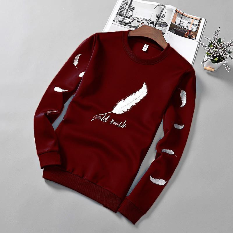 SN GARMENTS Maroon Winter Leaf Printed Sweatshirts for mens & Boys (SN22)