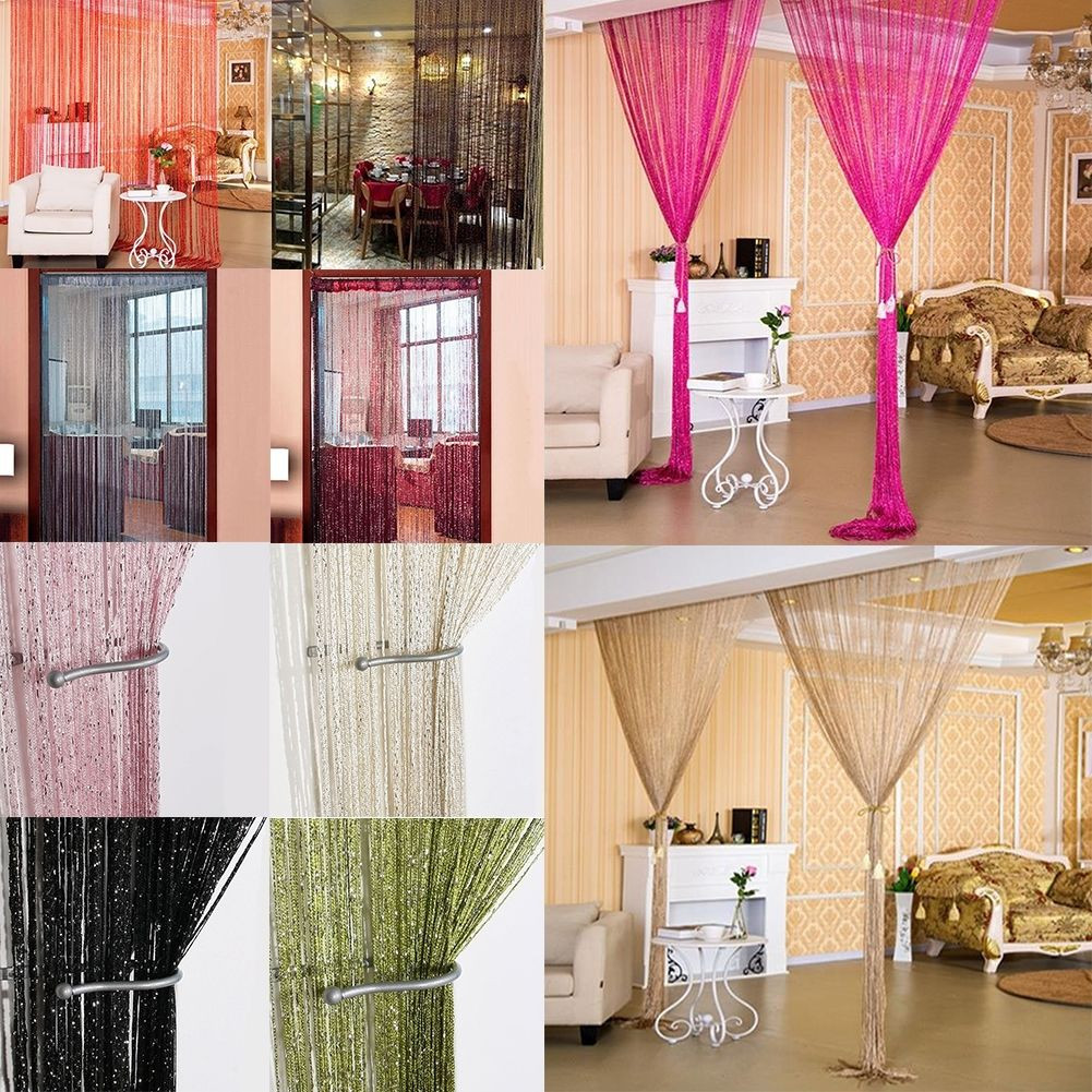 100cmX200cm Glitter Tassel Curtain String Door Room Panel Divider Window Decorative