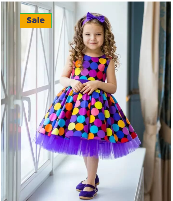 Multi colors big Dots baby frocks