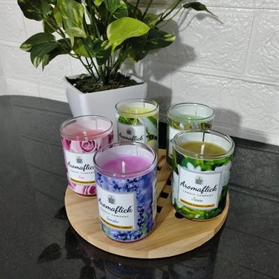 Pack of 5 Scented Glass Candles in Lavender, Rose, Jasmine, Lemon & Eucalyptus Fragrance