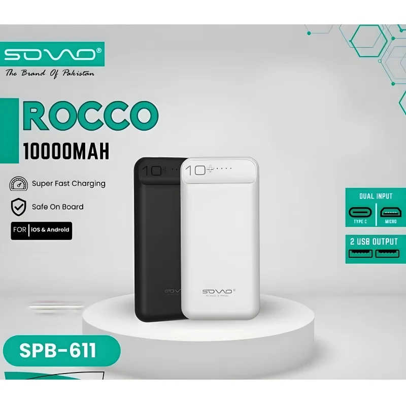 SOVO SPB-611 ROCCO 10000mAh Ultra-Thin Polymer Portable Charger Power Bank