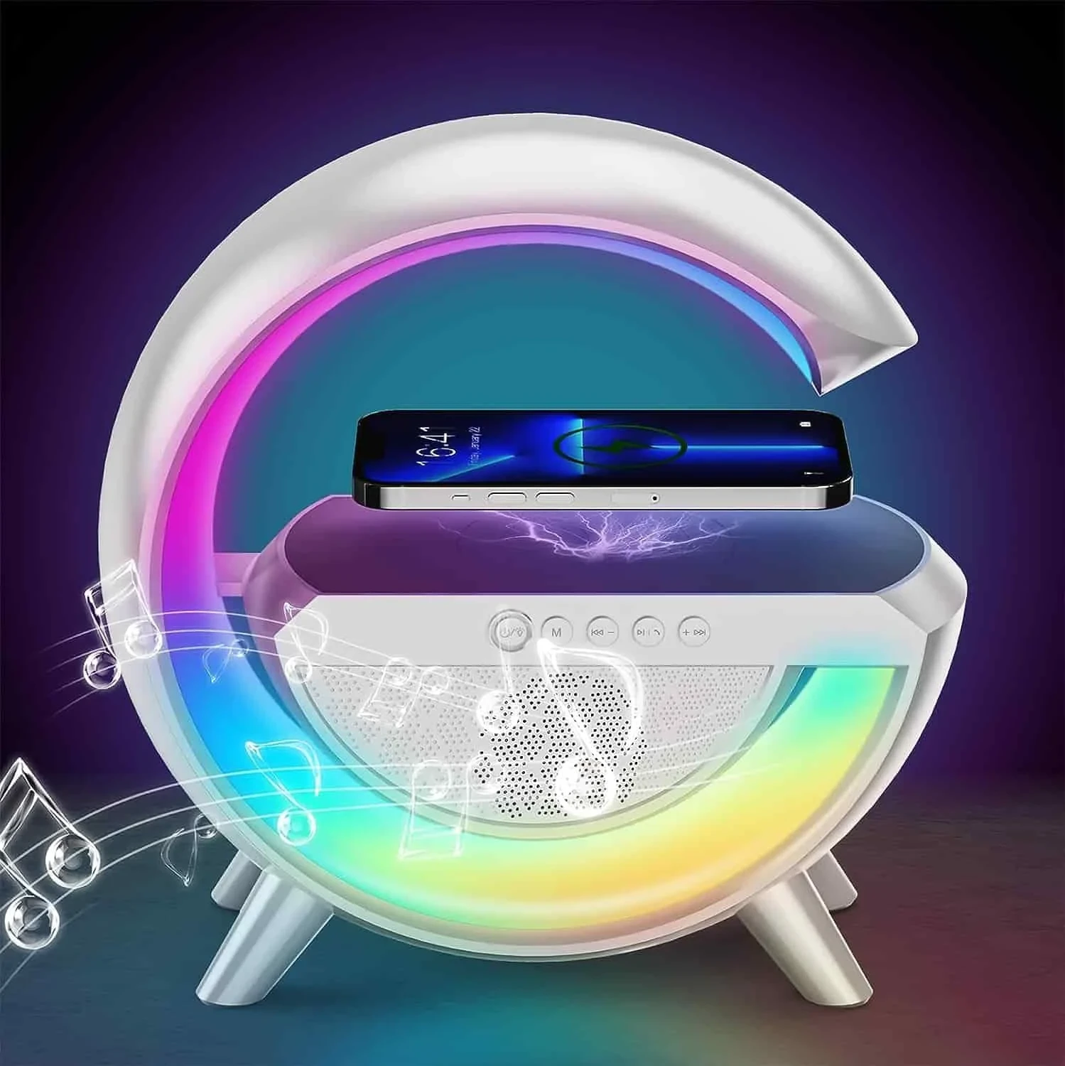 Alexsix Wireless Charger Atmosphere Lamp | New Wireless G Speaker Charger with Desk Lamp Bedside Night Light Smart Light Sound Machine