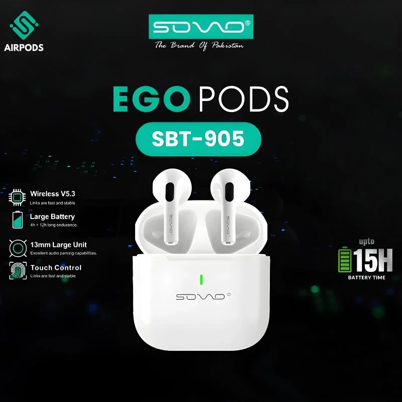 SOVO Ego Pods SBT-905 Touch-Control Waterproof Wireless Airpods For Ultimate Convenience
