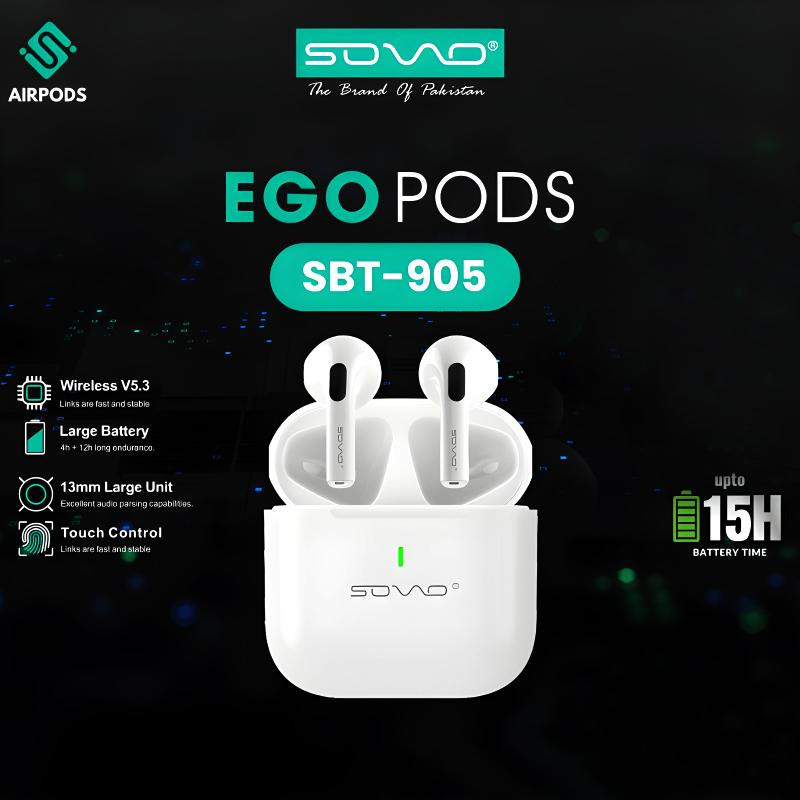 SOVO Ego Pods SBT-905 Touch-Control Waterproof Wireless Airpods For Ultimate Convenience