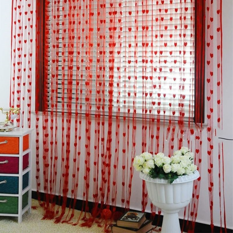100*200cm Door Window Curtain Heart Design Wedding Bedroom Living Room Partition Decoration