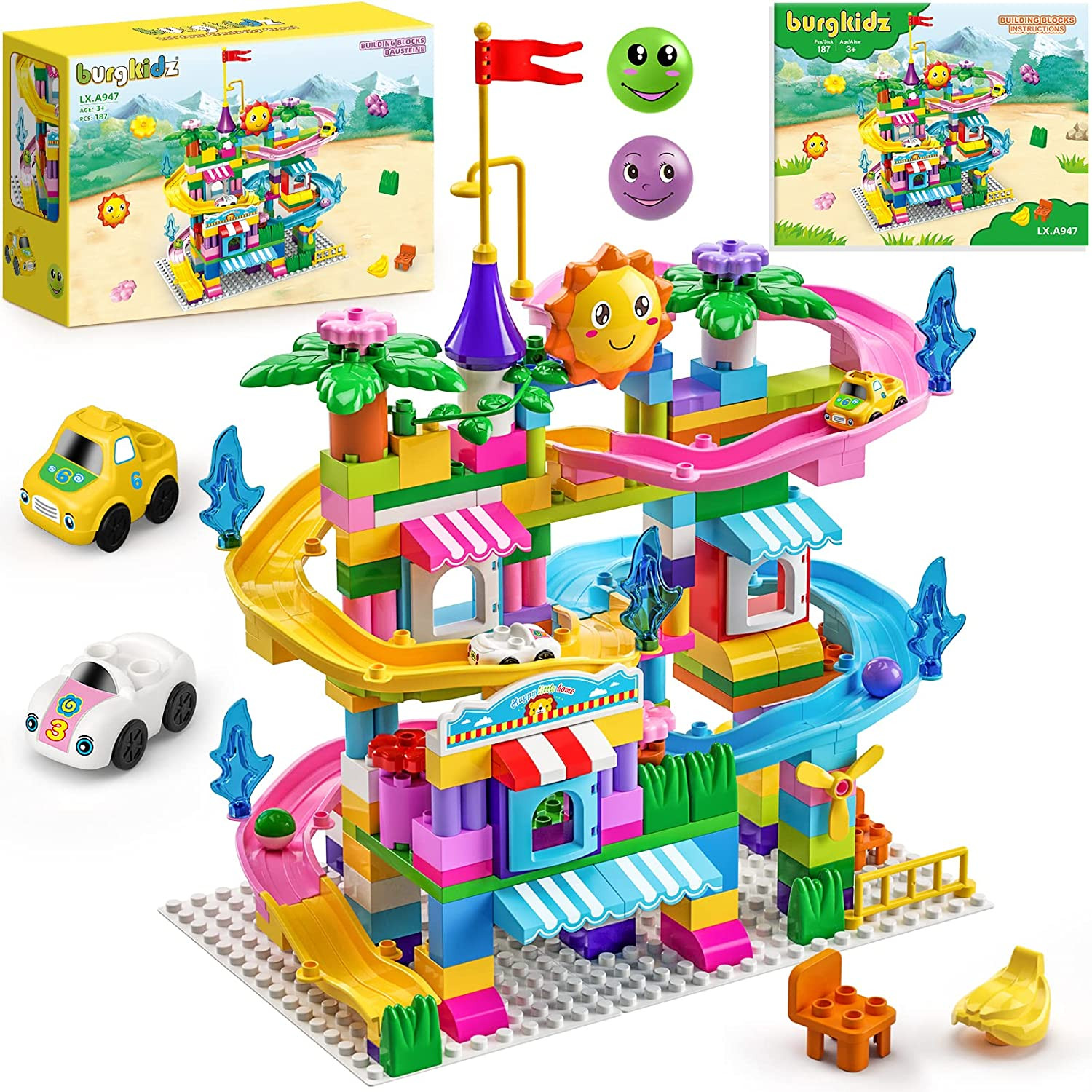 Two-In-One Design Small Colourful Coaster Track Building Blocks For Kids