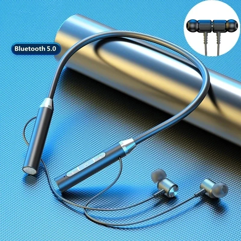 Misuli TWS Wireless Bluetooth 5.2 Earphones Neckband Headphones Long Standby Power Display HIFI Headset with Mic