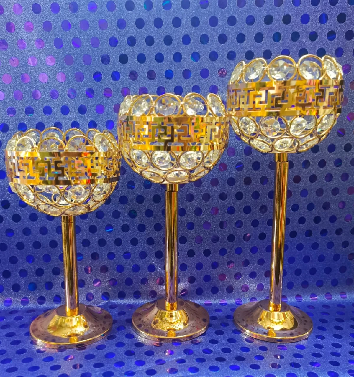 Luxury Metal Glass Candle Holder Set of 3