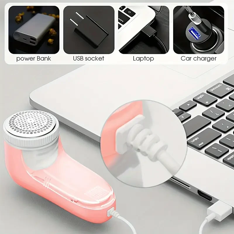 1pc Portable USB Powered Lint Remover, Automatic Fabric Shaver for Clothes, Bedding, Carpets, Sofas - Effective Ball & Fuzz Removal, Household Cleaning Tool, Plastic, 36V Max Voltage, No Battery Requi