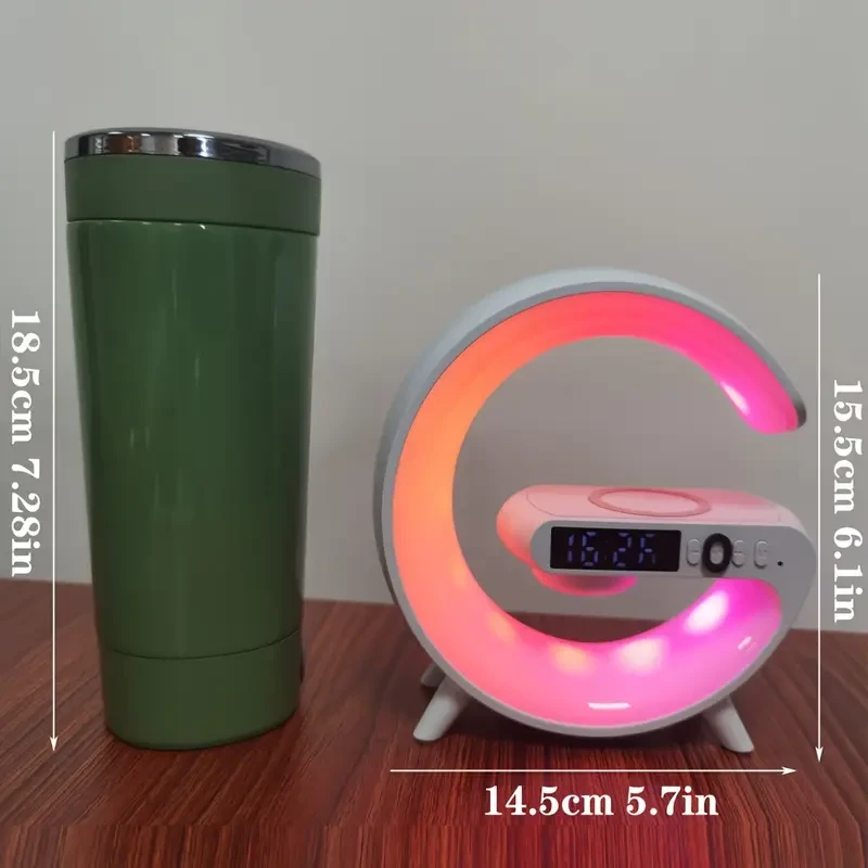 Wireless Sunrise Alarm Clock with Wireless Speaker - RGB Ambient Light, Fast Charging, Rechargeable Lithium-Polymer Battery, Dual Power Mode (USB/Battery), Button Control, Audio Output - Perfect for B
