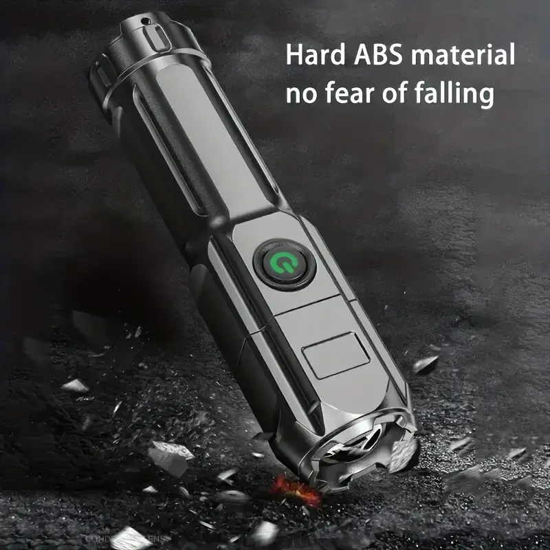 1pc Powerful Zoomable Flashlight, Outdoor Multi-functional Portable Home Small Flashlight, Telescopic Zoom Light